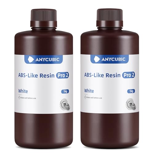 ANYCUBIC ABS-Like Resin Pro 2, Weiß 2pcs, 3D Drucker Resin mit erhöhter Festigkeit und Zähigkeit, Hoher Präzision und Geringe Schrumpfung, Weitgehende Kompatibilität mit allen Resin 3D Druckern von ANYCUBIC