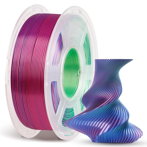 ANYCUBIC Silk PLA Filament, Tri Color PLA Silk Filament 1,75mm, 360° Farbwechsel 3D Drucker Filament, Seidentexturen Prächtige Farbe 1KG Blau Grün Lila von ANYCUBIC