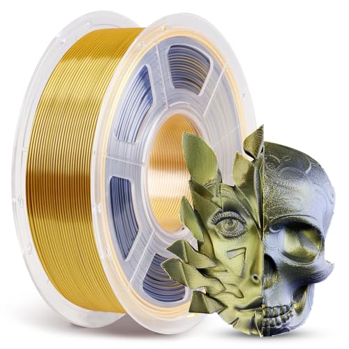 ANYCUBIC Silk PLA Filament, Dual Color PLA Silk Filament 1,75mm, 360° Farbwechsel 3D Drucker Filament, Seidentexturen Prächtige Farbe 1KG Schwarz Gold von ANYCUBIC