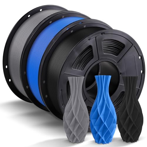 ANYCUBIC PLA Filament 1.75mm, 3D Drucker Filament PLA, Filament 3d Druckmaterialien für FDM 3D-Drucker, Vakuumverpackung, Ordentliche Spule, 3kg Schwarz & Grau & Blau von ANYCUBIC