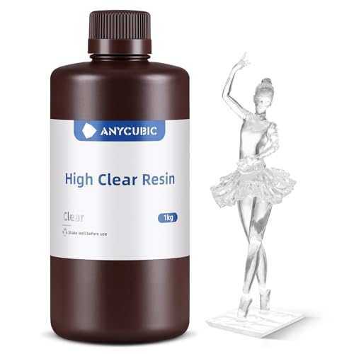 ANYCUBIC Hochtransparentes 3D Drucker Resin, UV 405nm Standard Rapid Photopolymer Resin, Vergilbung Widerstehen, Lang anhaltende Klarheit für den LCD/DLP 3D Printer (High Clear,1000g) von ANYCUBIC