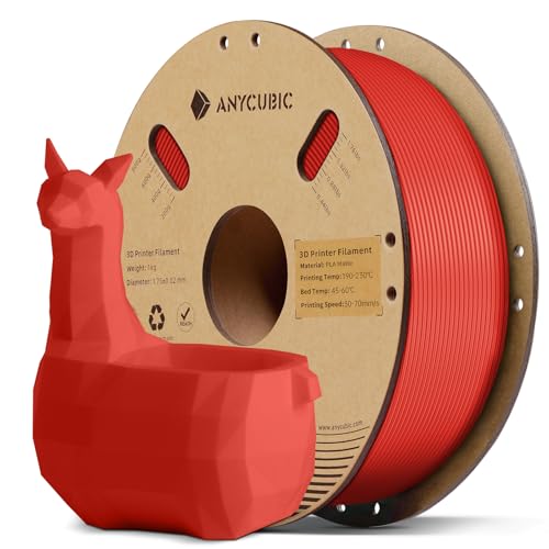 ANYCUBIC Matte PLA Filament 1,75mm, 3D Drucker Filament Matte Textur, Feine Oberfläche, Keine Schichtlinien sichtbar, Matt Rot 1KG von ANYCUBIC