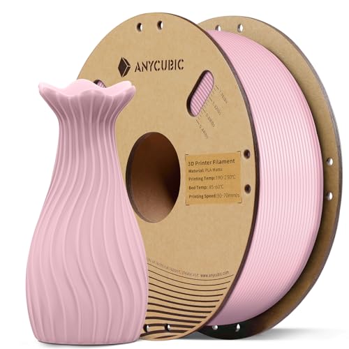 ANYCUBIC Matte PLA Filament 1,75mm, 3D Drucker Filament Matte Textur, Feine Oberfläche, Keine Schichtlinien sichtbar, Matt Sakura Rosa 1KG von ANYCUBIC