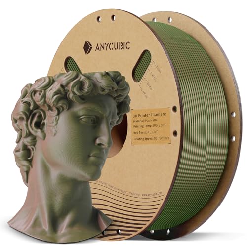 ANYCUBIC Matte PLA Filament 1,75mm, 3D Drucker Filament Matte Textur, Feine Oberfläche, Keine Schichtlinien sichtbar, Matte Grün Braun 1KG von ANYCUBIC