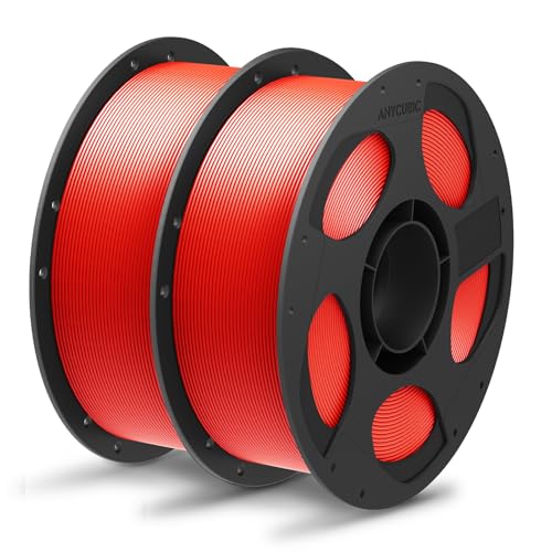 ANYCUBIC PLA+ Filament 1.75mm, Refill PLA Plus Filament und Spool Kit, Hohe Zähigkeit und Präzision -3D-Druckmaterialien, Intelligente Identifikation,2KG Rot von ANYCUBIC