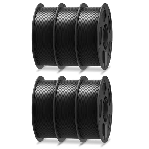 ANYCUBIC PLA+ Filament 1.75mm, Refill PLA Plus Filament und Spool Kit, Hohe Zähigkeit und Präzision -3D-Druckmaterialien, Intelligente Identifikation,6KG Schwarz von ANYCUBIC