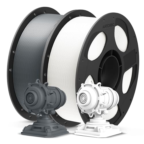 ANYCUBIC PLA+ Filament 1.75mm, Refill PLA Plus Filament und Spool Kit, Hohe Zähigkeit und Präzision -3D-Druckmaterialien, Intelligente Identifikation, 2KG Grau & Weiß von ANYCUBIC