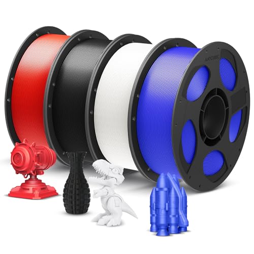 ANYCUBIC PLA+ Filament 1.75mm, Refill PLA Plus Filament und Spool Kit, Hohe Zähigkeit und Präzision -3D-Druckmaterialien, Intelligente Identifikation, 4KG Schwarz&Weiß&Rot&Blau von ANYCUBIC