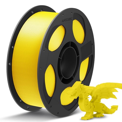 ANYCUBIC PLA+ Filament 1.75mm, Refill PLA Plus Filament und Spool Kit, Hohe Zähigkeit und Präzision -3D-Druckmaterialien, Intelligente Identifikation,1KG Gelb von ANYCUBIC