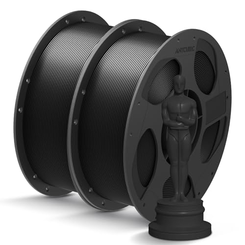 ANYCUBIC PLA+ Filament 1.75mm, Refill PLA Plus Filament und Spool Kit, Hohe Zähigkeit und Präzision -3D-Druckmaterialien, Intelligente Identifikation, 2KG Schwarz von ANYCUBIC