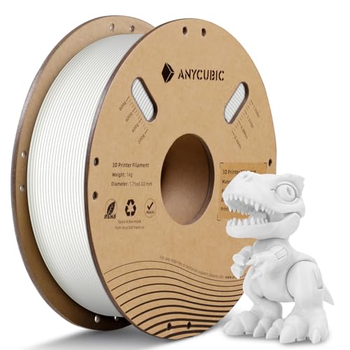 ANYCUBIC PLA+ Filament 1.75mm, PLA Plus 3D Drucker Filament, Maßgenauigkeit +/-0,02mm, Hohe Zähigkeit und Präzision Filament-3D-Druckmaterialien, RFID für Intelligentes Drucken, 1kg Weiß von ANYCUBIC
