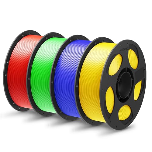 ANYCUBIC PLA+ Filament 1.75mm, Refill PLA Plus Filament und Spool Kit, Hohe Zähigkeit und Präzision -3D-Druckmaterialien, Intelligente Identifikation,4KG Rot Blau Gelb Grüner Blitz von ANYCUBIC