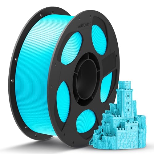 ANYCUBIC PLA+ Filament 1.75mm, Refill PLA Plus Filament und Spool Kit, Hohe Zähigkeit und Präzision -3D-Druckmaterialien, Intelligente Identifikation,1KG Hellblau von ANYCUBIC