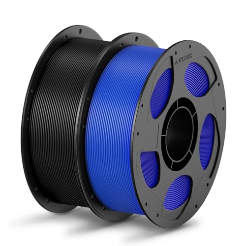 ANYCUBIC PLA Filament 1,75mm, Refill PLA und Spool Kit, 3D Drucker Filament PLA, Vakuumverpackung, Intelligente Identifikation, 2KG Schwarz Blau von ANYCUBIC