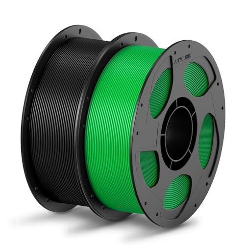 ANYCUBIC PLA Filament 1,75mm, Refill PLA und Spool Kit, 3D Drucker Filament PLA, Vakuumverpackung, Intelligente Identifikation, 2KG Schwarz Grün von ANYCUBIC