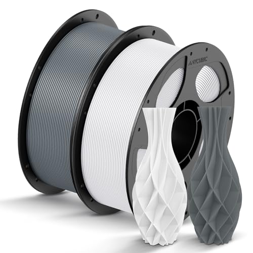 ANYCUBIC PLA Filament 1,75mm, Refill PLA und Spool Kit, 3D Drucker Filament PLA, Vakuumverpackung, Intelligente Identifikation, 2KG Weiß Textur Grau von ANYCUBIC