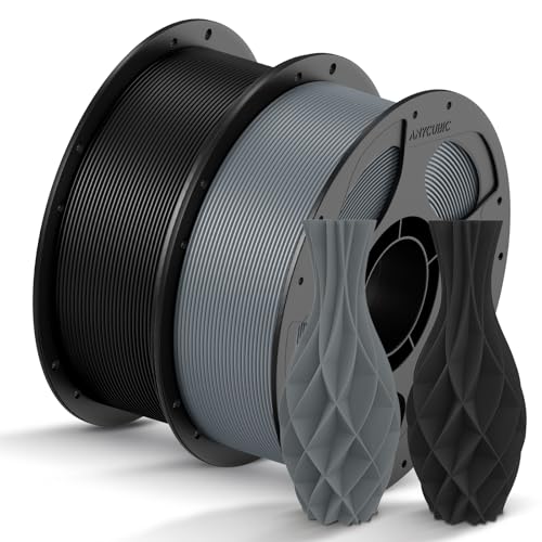 ANYCUBIC Refill PLA und Spool Kit 2KG, 1,75mm Filament 3D-Druckmaterialien mit Hoher Fließfähigkeit, Neatly Wound, Intelligente Identifikation, Schwarz Textur Grau von ANYCUBIC