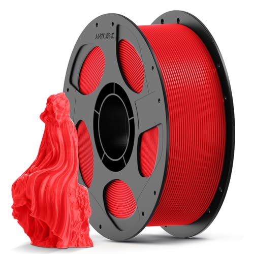 ANYCUBIC Refill PLA und Spool Kit 1KG Rot, 1,75mm Filament 3D-Druckmaterialien mit Hoher Fließfähigkeit, Neatly Wound, RFID für Intelligentes Drucken von ANYCUBIC