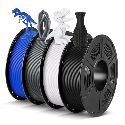 ANYCUBIC PLA Filament 1.75mm, 4KG 3D Drucker Filament PLA Maßgenauigkeit +/- 0,02 mm, Vakuumverpackung, Intelligente Identifikation, Schwarz&Weiß&Grau&Blau(4PCS) von ANYCUBIC