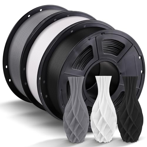 ANYCUBIC PLA Filament 1.75mm, 3D Drucker Filament PLA, Filament 3d Druckmaterialien für FDM 3D-Drucker, Vakuumverpackung, Ordentliche Spule, 3kg Schwarz & Weiß & Grau von ANYCUBIC
