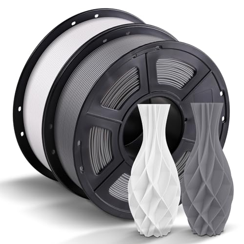 ANYCUBIC PLA Filament 1.75mm, 3D Drucker Filament PLA 2kg, Filament 3d Druckmaterialien für FDM 3D-Drucker, Vakuumverpackung Ordentliche Spule, Weiß & Grau von ANYCUBIC