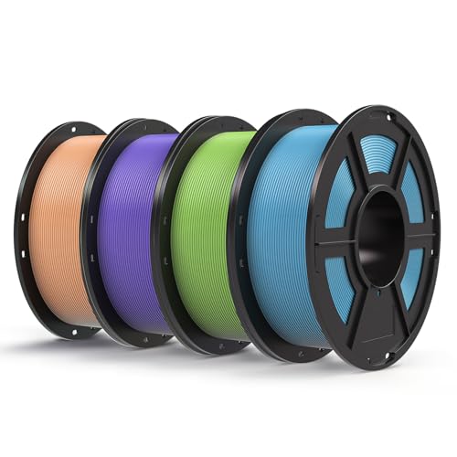 ANYCUBIC PLA Filament 1.75mm, 4KG 3D Drucker PLA Filament Maßgenauigkeit +/- 0.02mm, Intelligente Identifikation, Pfirsichrosa & Interstellar Lila & Türkisblau & Spring Leaf von ANYCUBIC