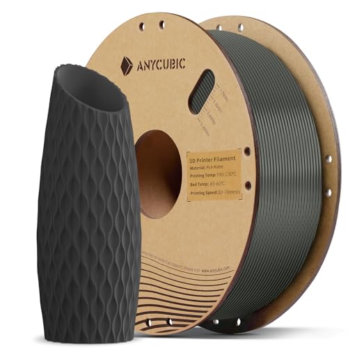 ANYCUBIC Matte PLA Filament 1,75mm, 3D Drucker Filament Präzision 1,75mm +/- 0,03mm, Matte Textur, Clog Free und Abbaubares für 3D Printer, Matt Schwarz 1KG von ANYCUBIC