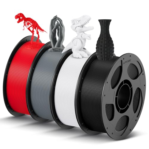 ANYCUBIC Refill PLA und Spool Kit 4KG, 1,75mm Filament 3D-Druckmaterialien mit Hoher Fließfähigkeit, Neatly Wound, Intelligente Identifikation, Schwarz Weiß Textur Grau Rot von ANYCUBIC