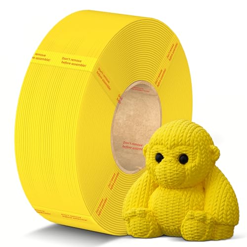 ANYCUBIC PLA Filament Refill, 1.75mm 3D Drucker Filament ohne Spule, Maßgenauigkeit +/- 0.02mm, passend zu den meisten wiederverwendbaren Spulen, 1KG Gelb von ANYCUBIC