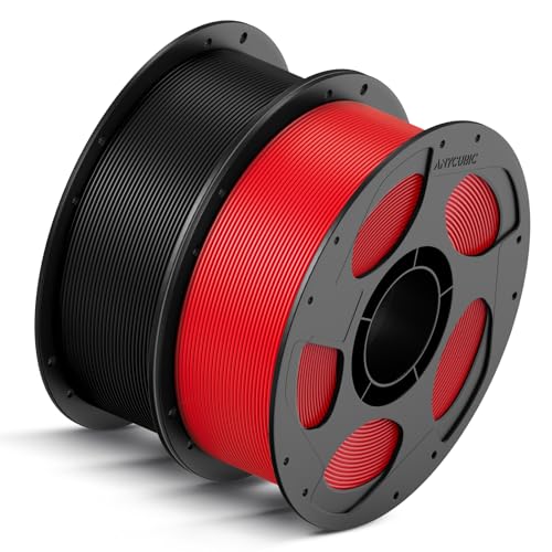 ANYCUBIC Refill High Speed PLA und Spool Kit, Bis zu 600 mm/s Hohe Geschwindigkeit 3D Drucker Filament, Intelligente Identifikation 2KG Schwarz Rot von ANYCUBIC