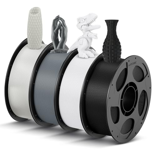 ANYCUBIC Refill PLA und Spool Kit 4KG, 1,75mm Filament 3D-Druckmaterialien mit Hoher Fließfähigkeit, Neatly Wound, Intelligente Identifikation, Schwarz Weiß Textur Grau Transparent von ANYCUBIC