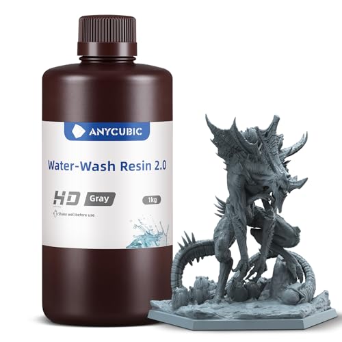 ANYCUBIC Upgraded Water Washable Resin 2.0, 3D Drucker Resin Wasser Waschbar, Anti-Vergilbung, 405nm UV Resin Photopolymer Harz für alle Harz 3D Drucker, HD Grau 1000g ANYCUBIC Upgraded Water Washable Resin 2.0, 3D Drucker Resin Wasser Waschbar, Anti-Vergilbung, 405nm UV Resin Photopolymer Harz für alle Harz 3D Drucker, HD Grau 1000g von ANYCUBIC
