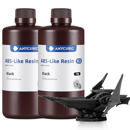 ANYCUBIC Wasser Waschbares ABS-Like Resin V2, 3D Drucker Resin Geruchsarm, Hohe Härte und Haltbarkeit, Hochpräzises 405nm UV-härtendes Harz für 4/6/8K LCD/DLP 3D-Drucker, Schwarz 2000g ANYCUBIC Wasser Waschbares ABS-Like Resin V2, 3D Drucker Resin Geruchsarm, Hohe Härte und Haltbarkeit, Hochpräzises 405nm UV-härtendes Harz für 4/6/8K LCD/DLP 3D-Drucker, Schwarz 2000g von ANYCUBIC