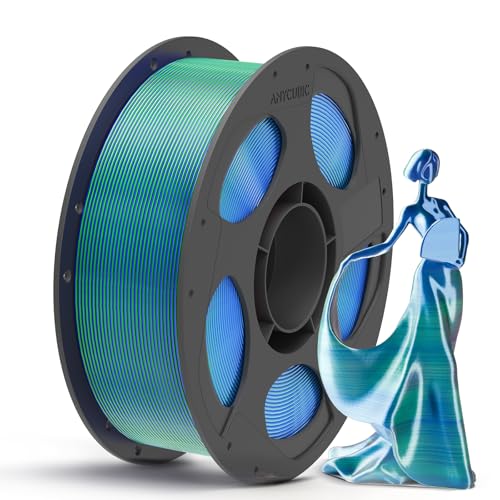 ANYCUBIC Silk PLA Filament, Dual Color Seide Filament 1,75mm, Kontrollierbarer Glanz 3D Drucker Filament, Seidentexturen Prächtige Farbe 1KG Silk Blau Grün von ANYCUBIC