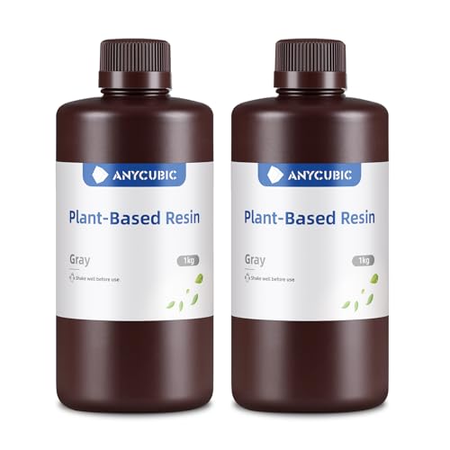 Plant Based Resin 1000g, 2PCS, ANYCUBIC 3D Drucker UV Resin, Standard Photopolymer Harz Geringer Geruch für LCD 3D Printer (Grau) von ANYCUBIC