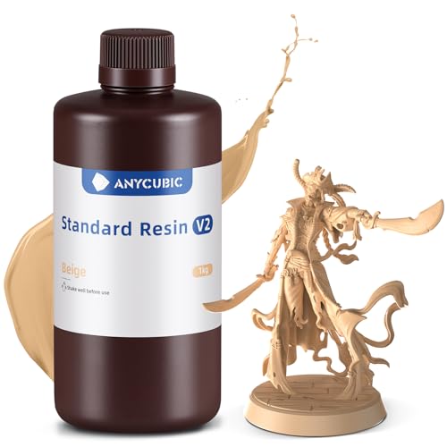 Standard Resin V2 1000g, ANYCUBIC 3D Drucker Resin, 405nm LCD SLA Rapid UV Aushärtung Resin, Hochpräzises und schnelles Photopolymer Harz für LCD/DLP/SLA 3D Druck, Beige von ANYCUBIC