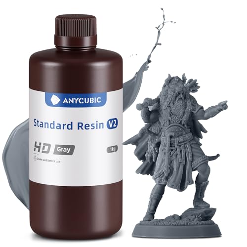 ANYCUBIC Standard Resin V2 1000g, 3D Drucker Resin, 405nm LCD SLA Rapid UV Aushärtung Resin, Hochpräzises und schnelles Photopolymer Harz für LCD/DLP/SLA 3D Druck, HD Grau ANYCUBIC Standard Resin V2 1000g, 3D Drucker Resin, 405nm LCD SLA Rapid UV Aushärtung Resin, Hochpräzises und schnelles Photopolymer Harz für LCD/DLP/SLA 3D Druck, HD Grau von ANYCUBIC