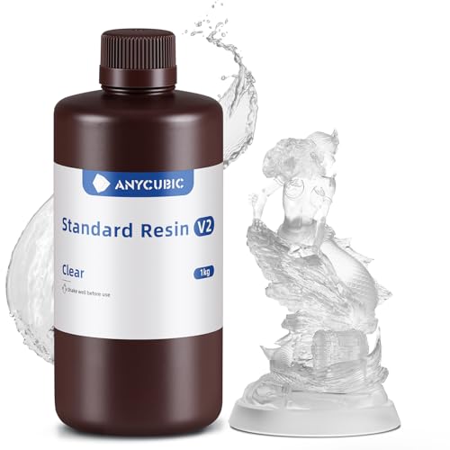 Standard Resin V2 1000g, ANYCUBIC 3D Drucker Resin, 405nm LCD SLA Rapid UV Aushärtung Resin, Hochpräzises und schnelles Photopolymer Harz für LCD/DLP/SLA 3D Druck, Transluzent von ANYCUBIC