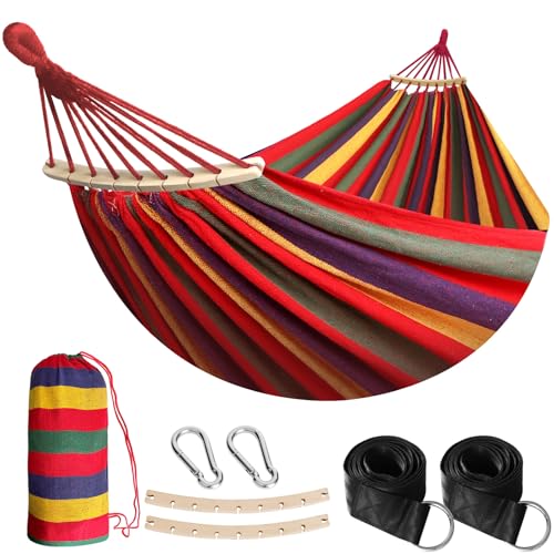 Anyoo Hängematte Garten Langlebige Hängematte mit Abnehmbaren Holzstange,Tragbaren Bequeme Stabhängematte mit Gürtelzubehör Tragetasch für Innen/Draussen Terrasse Garten Strand Anyoo Hängematte Garten Langlebige Hängematte mit Abnehmbaren Holzstange,Tragbaren Bequeme Stabhängematte mit Gürtelzubehör Tragetasch für Innen/Draussen Terrasse Garten Strand von ANYOO