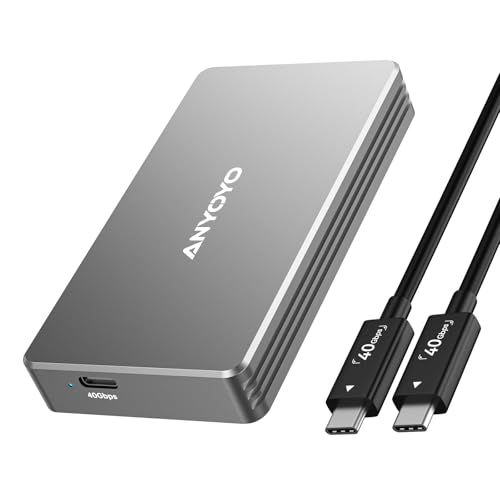 40Gbps M.2 NVMe SSD Gehäuse, ANYOYO NVMe Gehäuse kompatibel für Thunderbolt 5/4/3 M.2 SSD Gehäuse für PCIe 2280 M-Key (B+M Key), USB C Aluminium SSD Gehäuse kompatibel für USB 4/3.2/3.1 40Gbps M.2 NVMe SSD Gehäuse, ANYOYO NVMe Gehäuse kompatibel für Thunderbolt 5/4/3 M.2 SSD Gehäuse für PCIe 2280 M-Key (B+M Key), USB C Aluminium SSD Gehäuse kompatibel für USB 4/3.2/3.1 von ANYOYO