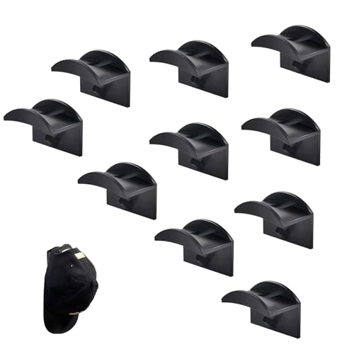10 Stück Selbstklebende Huthaken Cap Halterung Wand Kein Bohren Kappenhaken für die Wandmontage für Alle Arten von Mützen,Schals,Taschen,Handtüchern, Schwarz von ANYUANKW