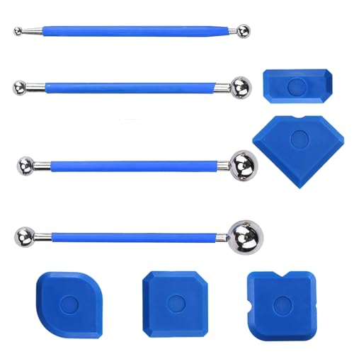 9 Stück Silikonfugen Abzieher Caulking Werkzeug Kit 4 Stück Metallkugel Abzieher und 5 Stück Silikon Fugenglätter Werkzeug Schaber Kit Fugenglätter Set von ANYUANKW