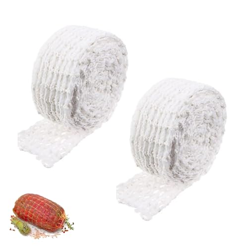 ANYUANKW 2 Rollen Schinkennetz Fleischnetz Weiß Elastische Rollbratennetz für Aufbewahren Aufhängen Backen Kochen Schinken Wurst Fleisch von ANYUANKW