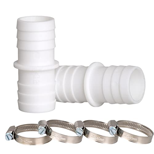 ANYUNKEY 2X Schlauchverbinder für Poolschlauch 32mm Ø Set mit Schlauchschellen 1 1/4 Zoll - Pool-Schlauchadapter -Schlauchtülle-Doppelschlauchtülle 2er Pack -4X Edelstahlschellen von ANYUNKEY