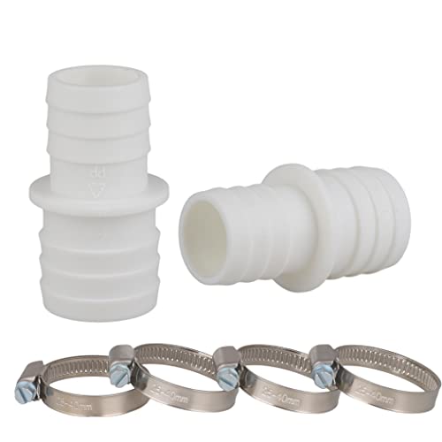 ANYUNKEY 2X Schlauchverbinder für Poolschlauch 32mm auf 38mm Ø Set mit Schlauchschellen -Pool-Schlauchadapter -Schlauchtülle - Doppelschlauchtülle 2er Pack-4X Edelstahlschellen von ANYUNKEY
