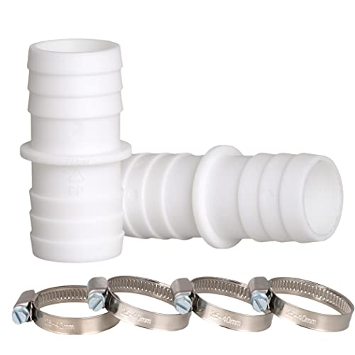 ANYUNKEY 2X Schlauchverbinder für Poolschlauch 38mm Ø Set mit Schlauchschellen 1 1/2 Zoll - Pool-Schlauchadapter -Schlauchtülle -Doppelschlauchtülle 2er Pack-4X Edelstahlschellen von ANYUNKEY