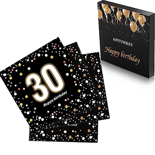 Servietten 30. geburtstag 20 Stück,geburtstagsservietten,3-lagig, partyzubehör,tischdeko,33x33cm,Tischdekoration,happy birthday Papierservietten für männer und frauen von ANYUNKEY