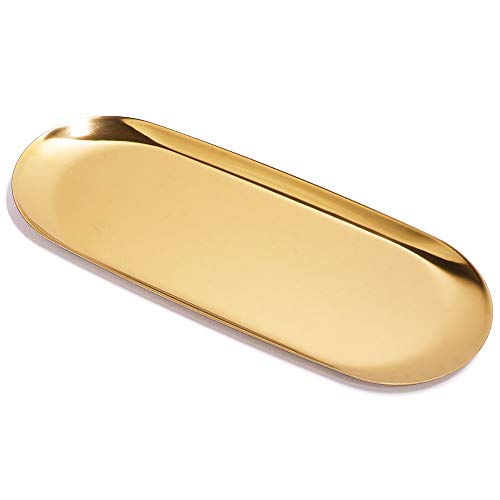 ANZOME Tablett Gold Serviertablett Servierteller Schmuckständer Gold dekoteller für Lebensmittel, Schmuck, Kosmetik von ANZOME