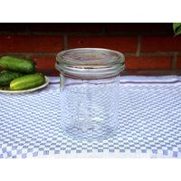 Vintage Einmachglas Mit Deckel 1 Liter Gerrix Glas Prägung Vorratsglas Weckglas Rillenglas Einweckglas Einkochglas Dekoglas von ANadelchen