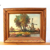 Vintage Ölgemälde Landschaft Bild Mit Windmühle Holland Gemälde Leinwand Holzrahmen Kupferfarbig Gerahmt Vintage Ölgemälde Landschaft Bild Mit Windmühle Holland Gemälde Leinwand Holzrahmen Kupferfarbig Gerahmt von ANadelchen